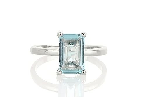 Natural blue aquamarine ring - natural,