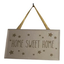 Home Sweet Home Decorative Wall Mirror with Glitter Stars – Hanging Ribbon