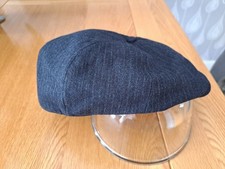 Mens Navy with stripe Baker boy style cap