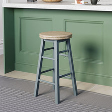 Chef Vida Solid Pine Bar Stool Seat Breakfast Dining Grey Furniture
