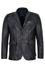 Mens leather blazer black - leather,