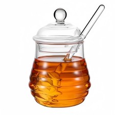 Elegant Glass Honey Pot Jar