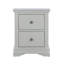 Malmo Bedside Locker 2 Drawers Solid Oak Wood Grey Cabinet Steel Knobs Handles