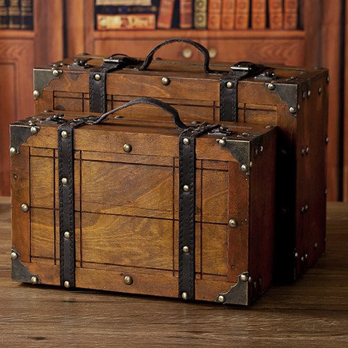 Wooden chest portable vintage - chest,