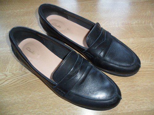 Ladies clarks black leather - black,
