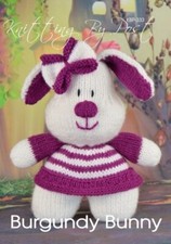 New Knitting Pattern Burgundy Bunny Knitting by Post Original New A5 Leaflet