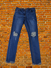 WOMENS FALMER HERITAGE SIZE UK 12 BLUE RINSE MID RISE RIPPED SKINNY DENIM JEANS
