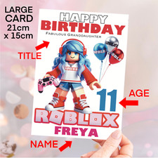 ROBLOX Girls Birthday Card Personalised Granddaughter Daughter Sister Niece