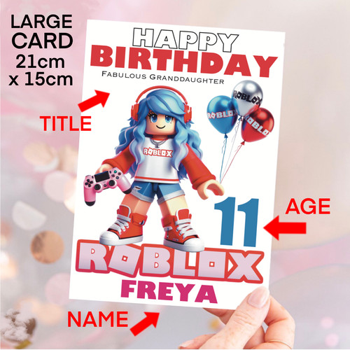 Roblox girls birthday card - girls,