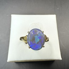 Australian Natural Solid Black Opal 18ct 750 Gold Ring Size K