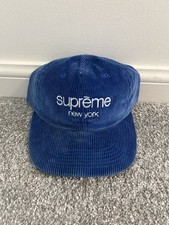 Supreme Corduroy Logo 6 Panel Hat Cap FW 15 Blue 