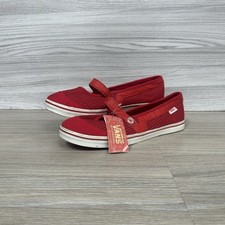 Vans Flat Shoes Women Size 6 Mary Jane Buckle Strap Ballet Red White New