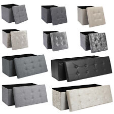 Folding Ottoman Storage Box Pouffe Seat Stool Home Chair Foot stool Bench LINEN 