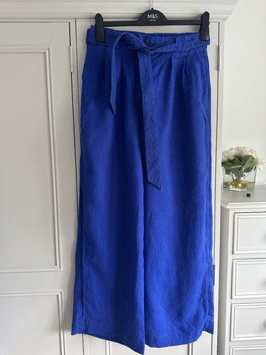 Cobalt blue wide leg linen - cobalt,