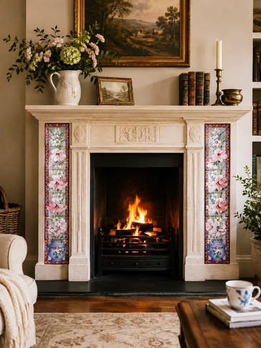Amaryllis tile panel lilies - amaryllis,