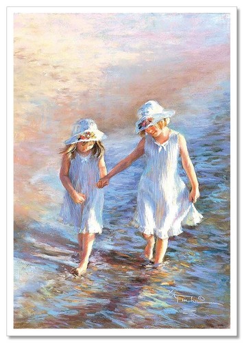 Pretty little girls walk - pretty, along