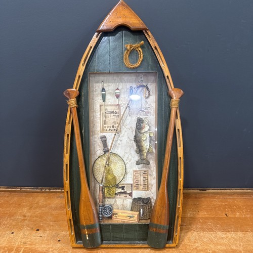 Wooden fishing row boat wall - fishing,