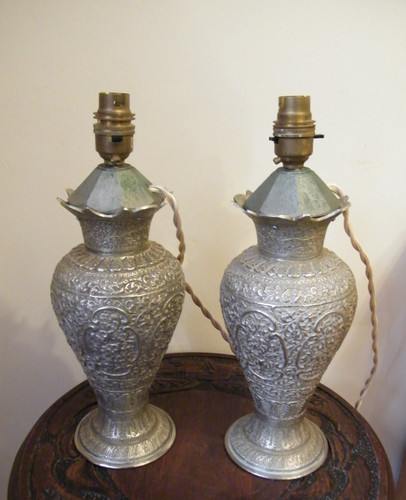 Antique pair silver metal - of,