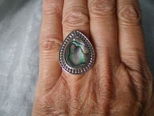 Paua Shell Pear ring, 18 x