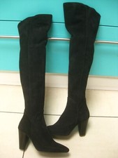 DUO THIGH HIGH BOOTS 3 36 mid block heel black suede leather Ted & Muffy smart