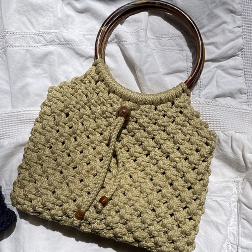 Cream macrame purse natural - macrame,