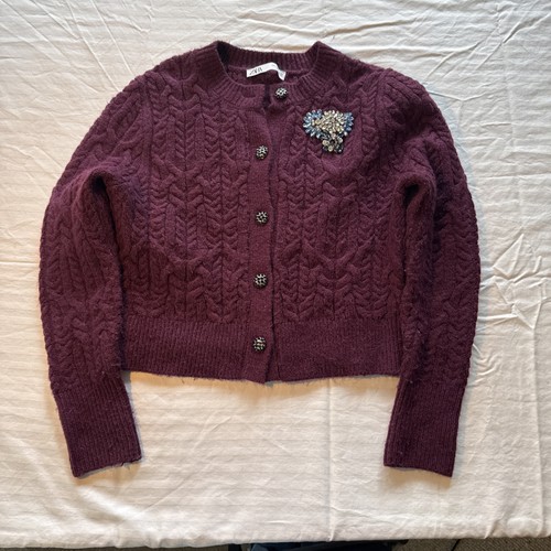 Burgundy purple small cardigan - purple,