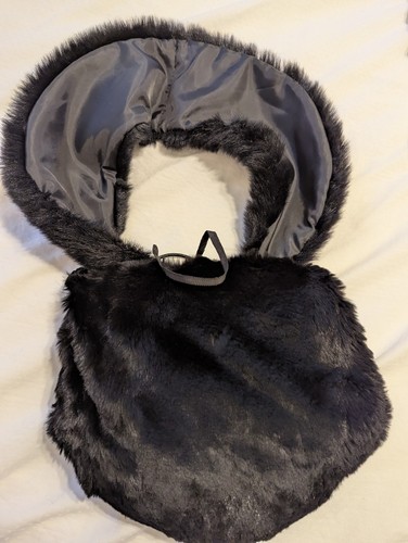 Black rabbit fur - black, muff