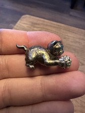 Vintage Silver Tone Metal Cat