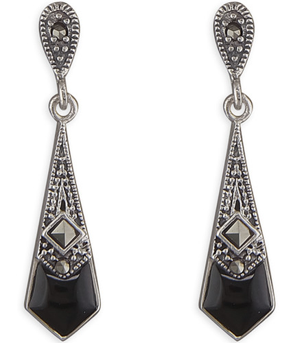 Silver marcasite drop stud - drop,