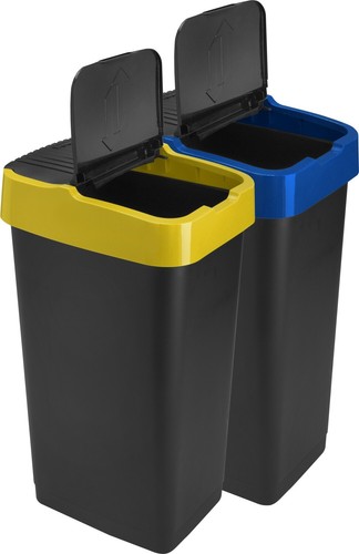 Double plastic recycling bin - recycling,
