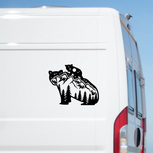 Mountains forest bears sticker - forest,