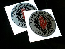 RUDGE WHITWORTH Silver Vintage Classic Car Helmet Motorcycle Stickers 2 off 80mm
