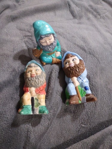 Vintage ceramic garden gnomes - ceramic,