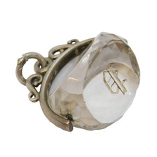 Victorian Large Sterling Silver Faceted Rock Crystal 'P' Spinner Fob Antique