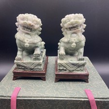 Stunning Carved Stone Foo Dogs