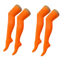 2 Pairs Orange Velma Cosplay Over The Knee Fancy Dress Costume Socks Cosplayer