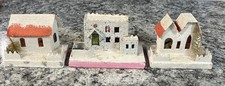 3 Snowy Vintage Putz 2 Houses