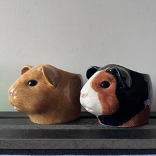 Quail Ceramics - Guinea Pig Faces Egg Cups x2, Multi & Beige (GOOD CONDITION)