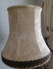 Vintage gold/champagne demask oval lined lampshade base 40cm long x 31.5cm wide