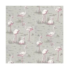 Cole &  Son - Icons - Flamingos -  White & Fuchsia on Taupe - 66/6042 - Batch C
