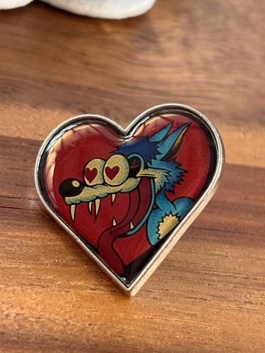 Retro cartoon wolf heart - retro,
