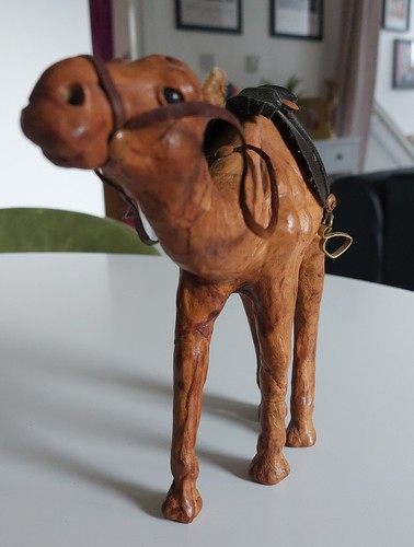 Vintage leather camel figure - leather,