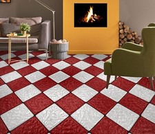 3D Red White Tiles R2616 Floor