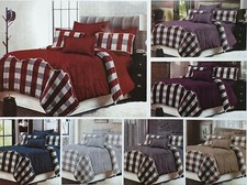 Quilted Bedspread Throw Comforter 3 Piece Bedding Sets Shams Checks Double King