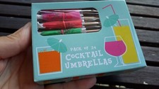 24 Hawaiian Paper Cocktail Umbrellas for Drinks Parties Mixed Colours BNIB