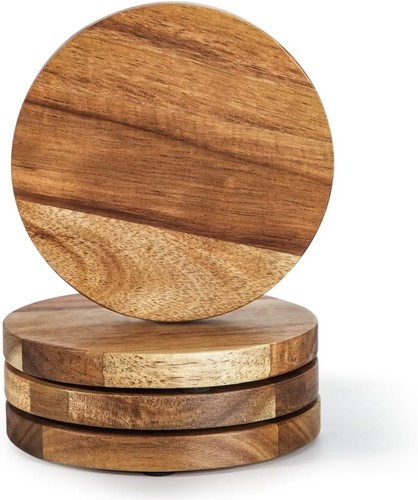 Wlwnwft acacia wood coasters - wood,