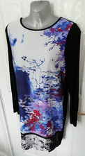 Phase Eight 10 Black Blue Purple Grey Jumper Back Silky Front Dress Watercolor 