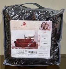 Loveseat Sofa Slip Cover - Black Jacquard - 85% Polyester & 15% Spandex - 57-70"