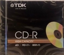 TDK CD-R90 High Capacity 800MB / 90 MINUTES – Recordable CDR Disc - NEW & SEALED