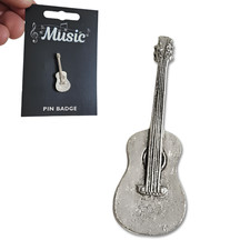 Guitar Pin Badge Pewter